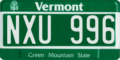 VT license plate NXU996