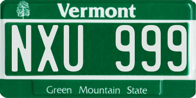 VT license plate NXU999
