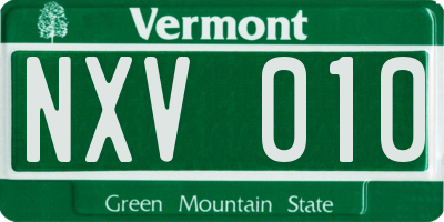 VT license plate NXV010