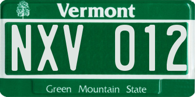 VT license plate NXV012