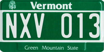 VT license plate NXV013