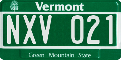 VT license plate NXV021