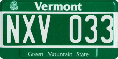 VT license plate NXV033