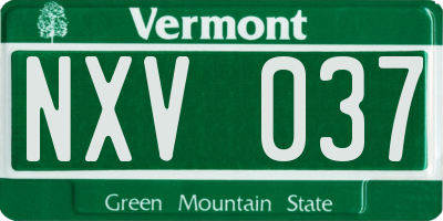 VT license plate NXV037