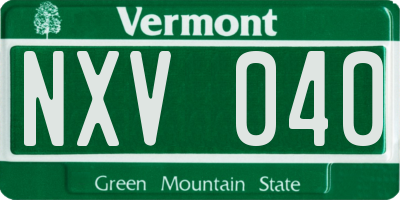 VT license plate NXV040