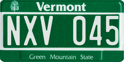 VT license plate NXV045
