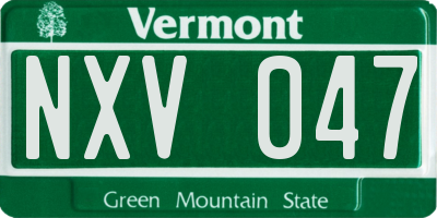 VT license plate NXV047