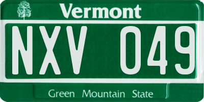 VT license plate NXV049