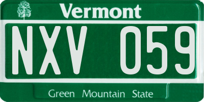 VT license plate NXV059