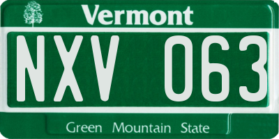 VT license plate NXV063