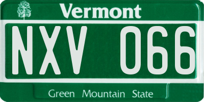 VT license plate NXV066