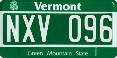 VT license plate NXV096