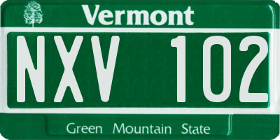 VT license plate NXV102