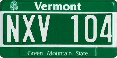 VT license plate NXV104