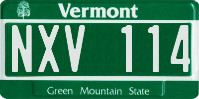 VT license plate NXV114