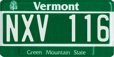VT license plate NXV116