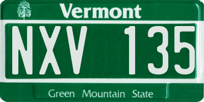 VT license plate NXV135