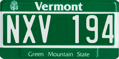 VT license plate NXV194