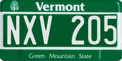 VT license plate NXV205