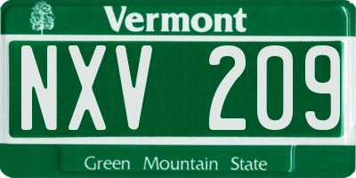 VT license plate NXV209