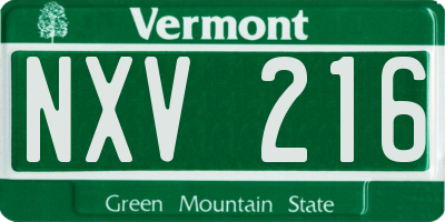 VT license plate NXV216