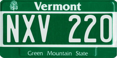 VT license plate NXV220