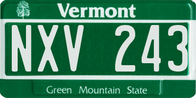 VT license plate NXV243