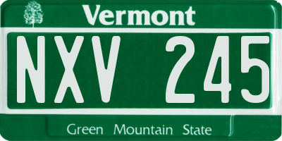 VT license plate NXV245