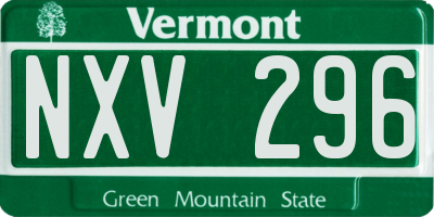 VT license plate NXV296