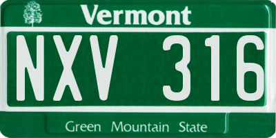 VT license plate NXV316