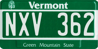 VT license plate NXV362