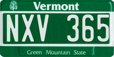 VT license plate NXV365