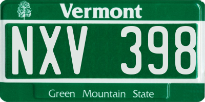 VT license plate NXV398