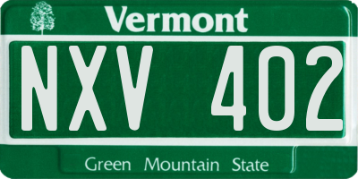 VT license plate NXV402
