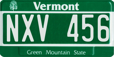 VT license plate NXV456