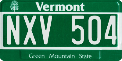 VT license plate NXV504