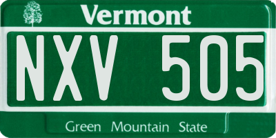 VT license plate NXV505