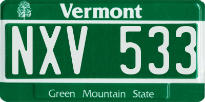 VT license plate NXV533
