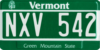 VT license plate NXV542