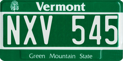 VT license plate NXV545