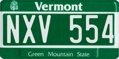 VT license plate NXV554