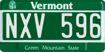 VT license plate NXV596