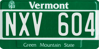 VT license plate NXV604