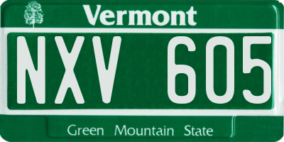 VT license plate NXV605