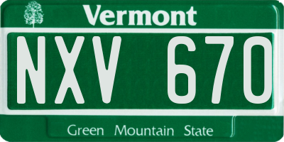 VT license plate NXV670