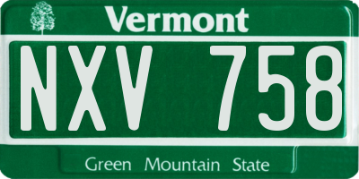 VT license plate NXV758