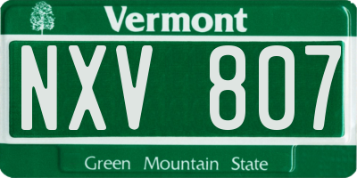 VT license plate NXV807