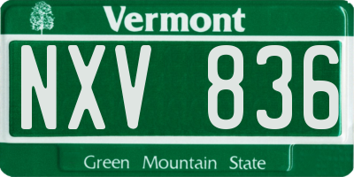 VT license plate NXV836