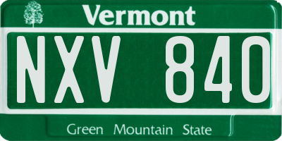 VT license plate NXV840