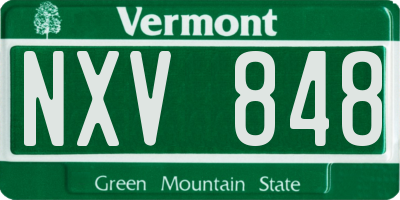 VT license plate NXV848